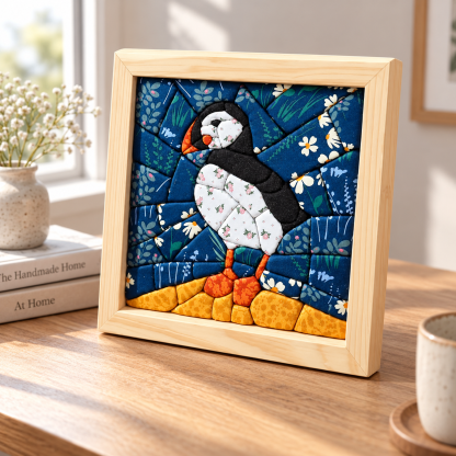 Puffin 3D Fabric Mosaic Patchwork Wall Art