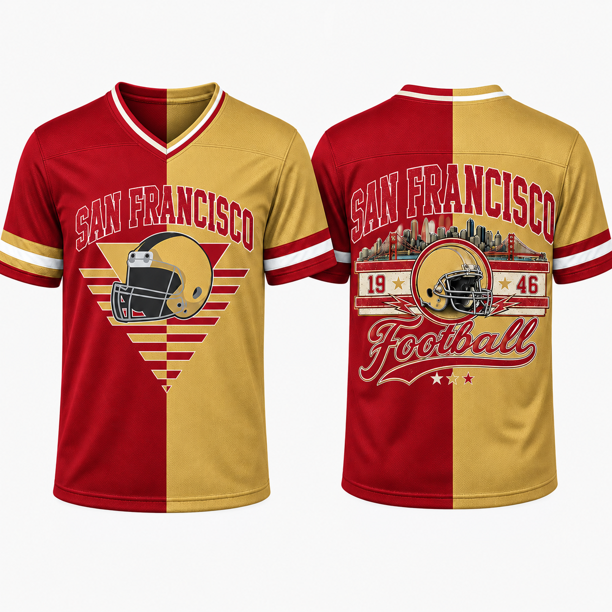 Football Team Print Split Fan Jersey
