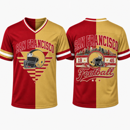 Football Team Print Split Fan Jersey