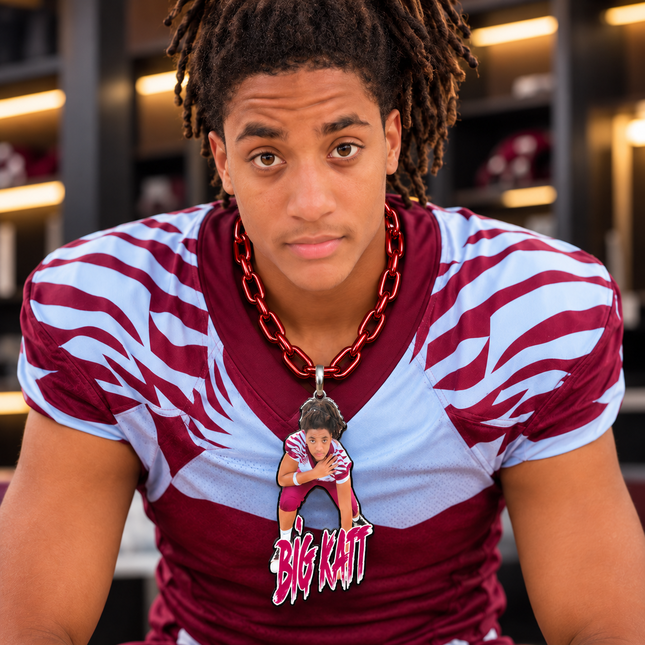 Custom Football Player Photo Pendant Necklace