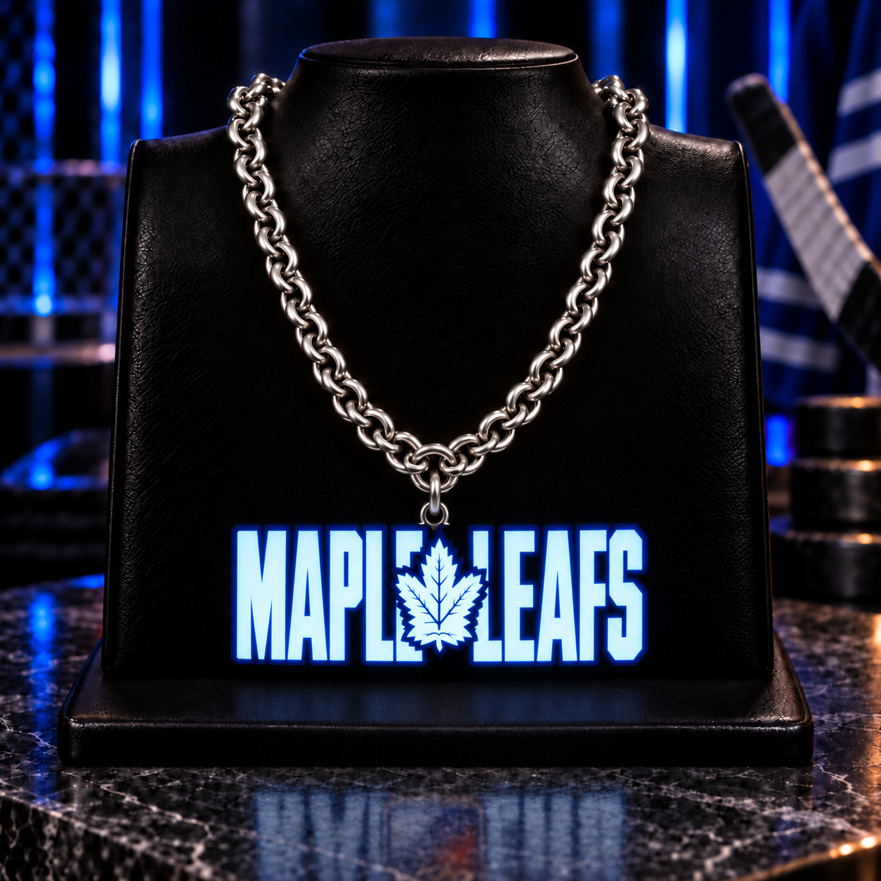 Hockey Fan LED Light-Up Pendant Chain Necklace