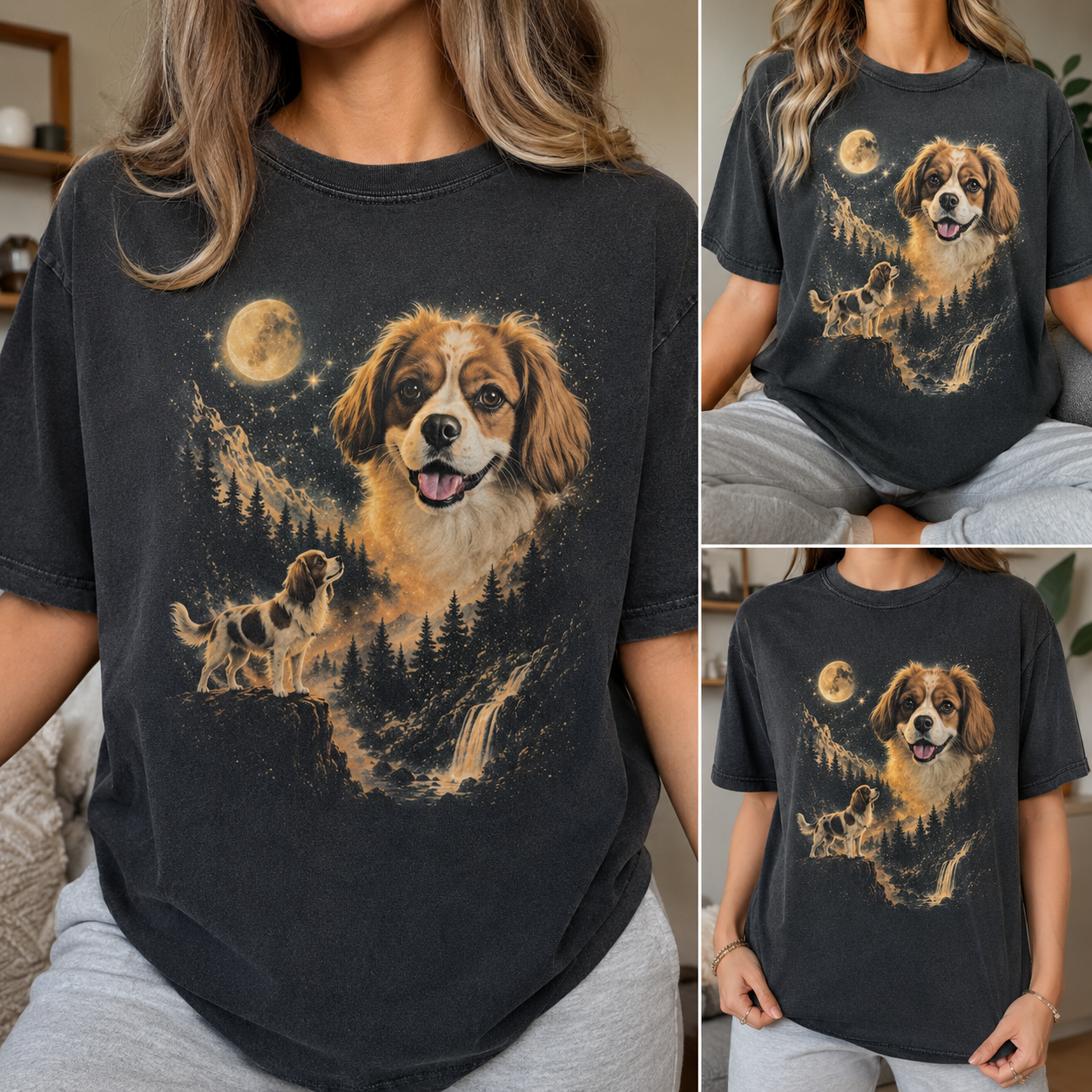 "Mystic Moonlight" Custom Pet Portrait Vintage Tee