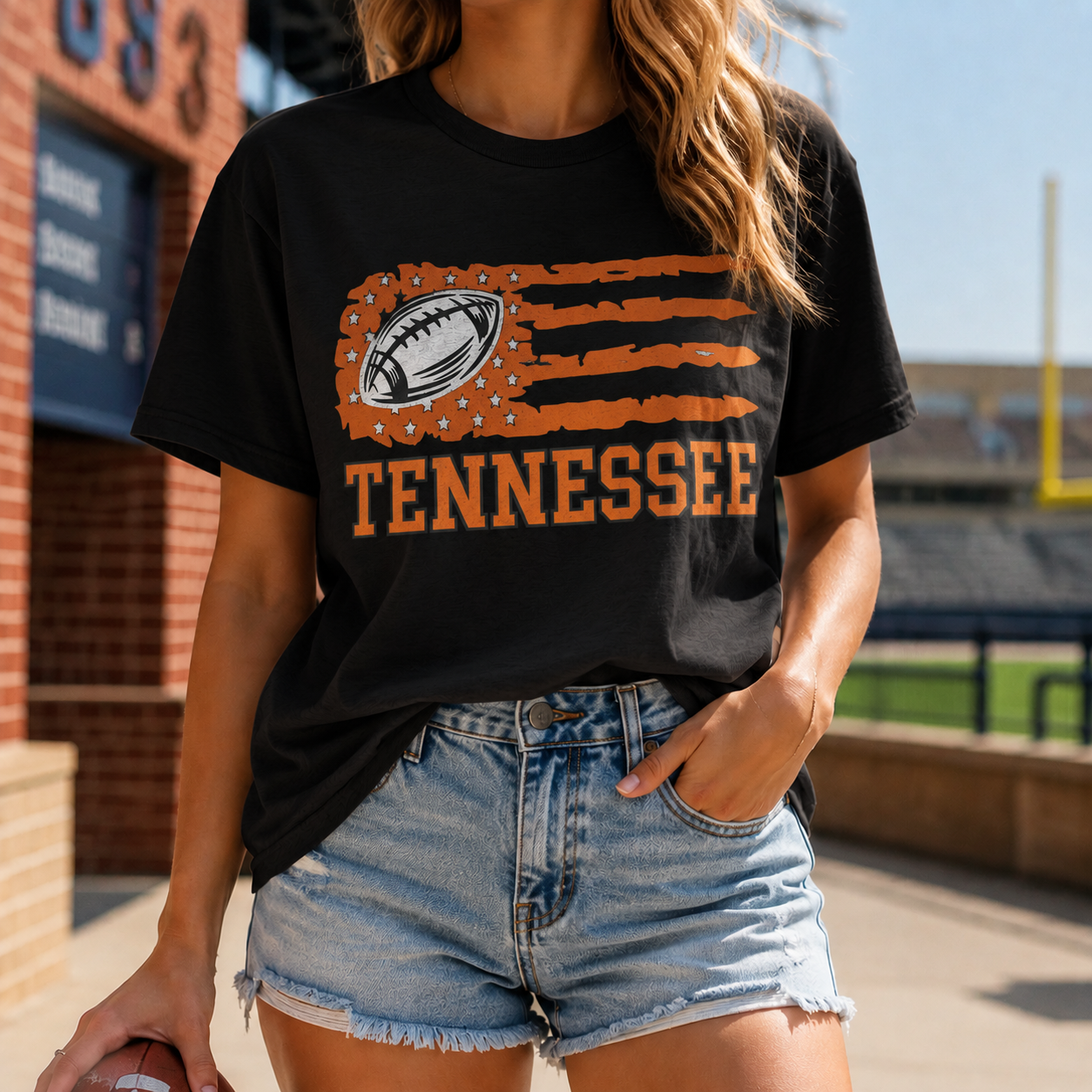 Vintage Game Day College Football Flag Tee
