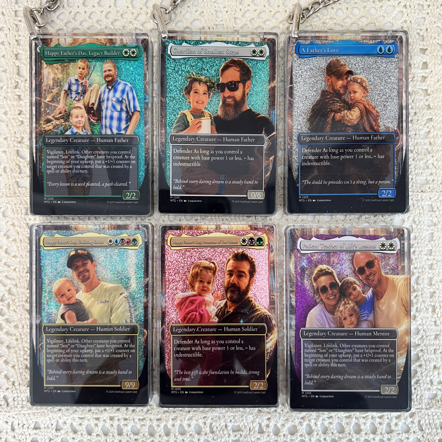 Custom Magic Style 3D Flowing Glitter Trainer Card for Dad