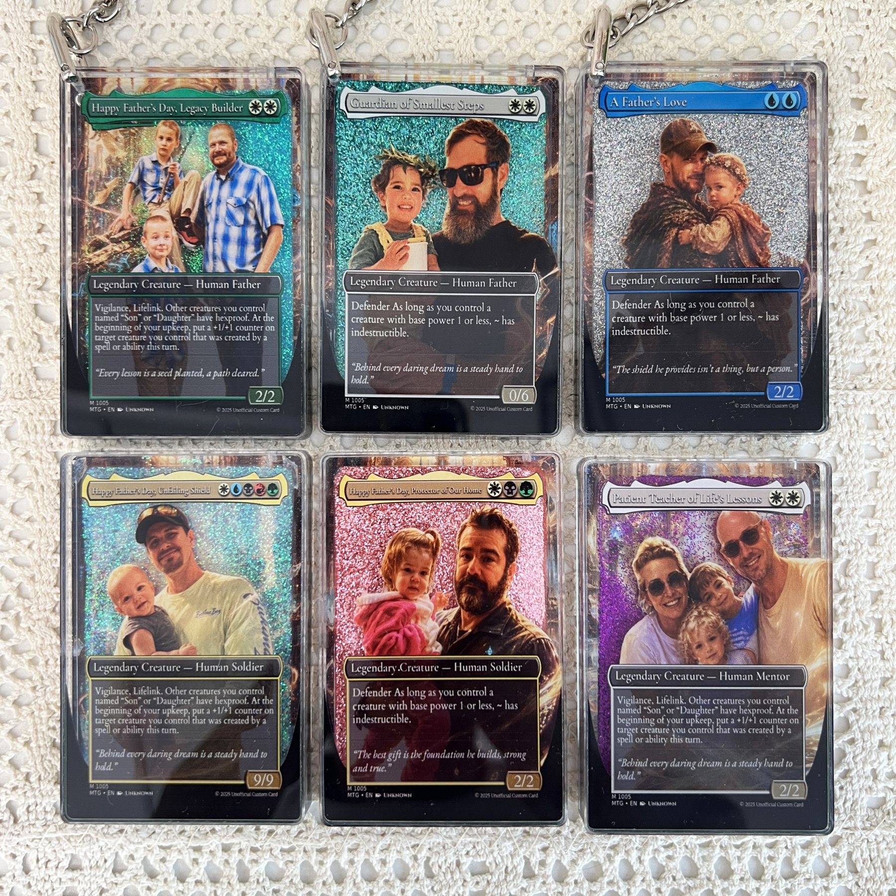 Custom Magic Style 3D Flowing Glitter Trainer Card for Dad