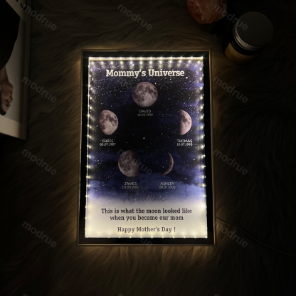 Starry Night Customize Birth Moon Phase Mirror Light Box