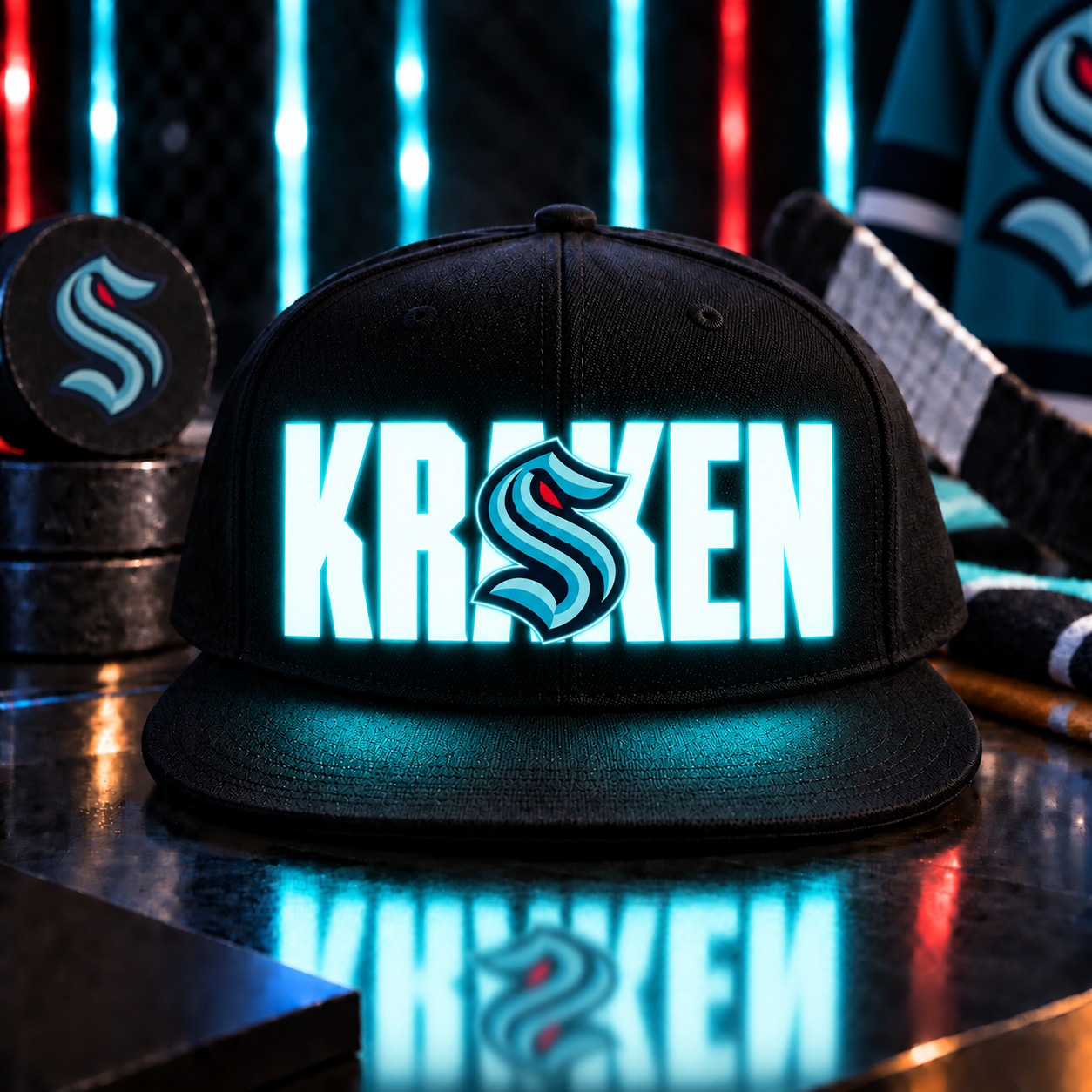 Hockey Team LED Light-Up Snapback Cap