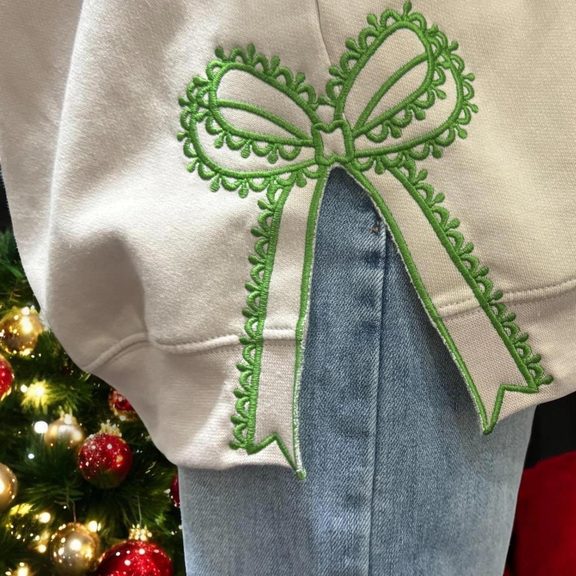 Wicked Glitter Side Bow Embroidered Sweatshirt