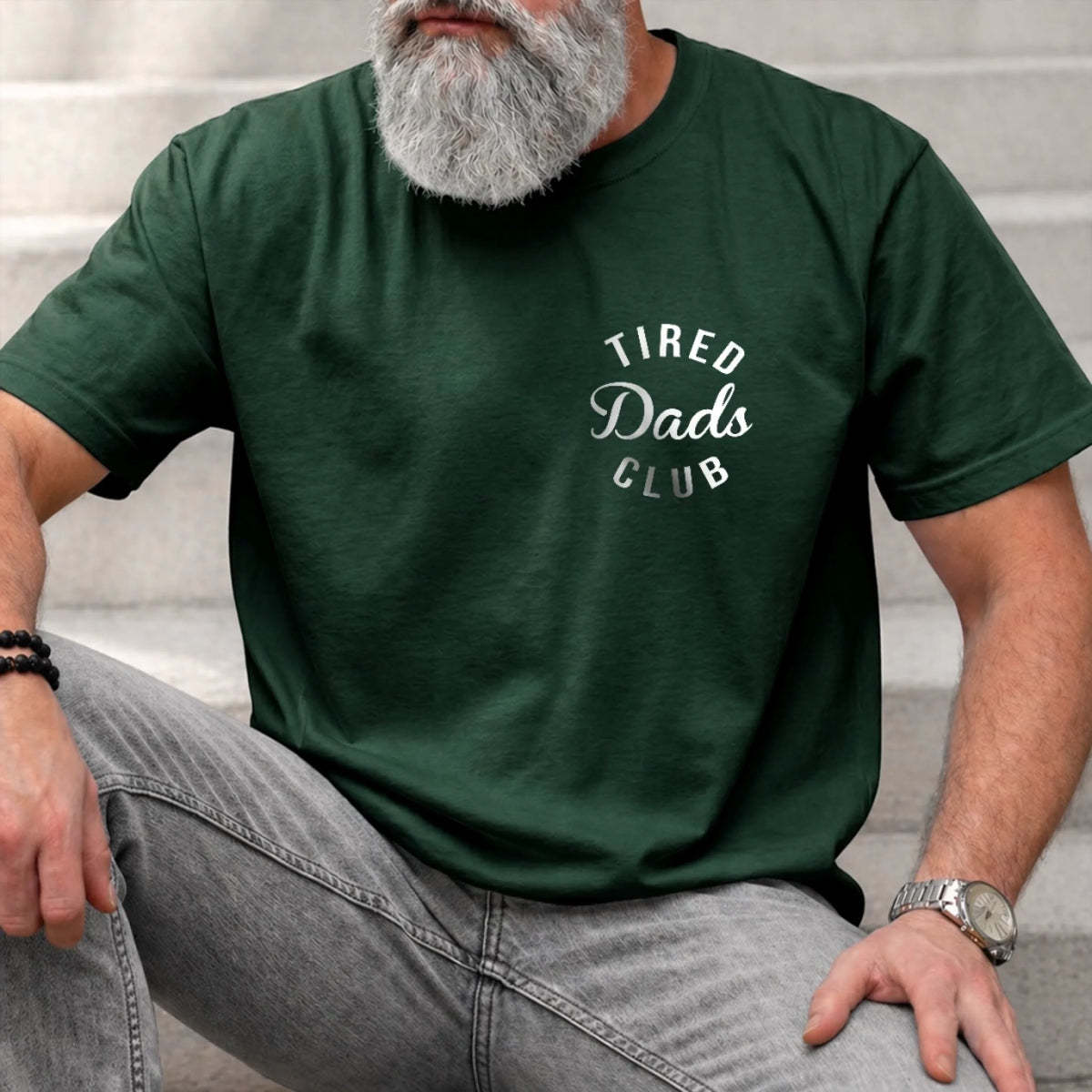Custom Face Tired Dads Club Personalized Back Massage Car Track T-Shirt Funny Father's Day Gift