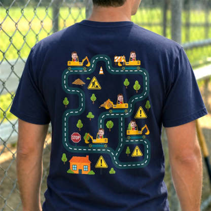 Custom Face Tired Dads Club Personalized Back Massage Car Track T-Shirt Funny Father's Day Gift