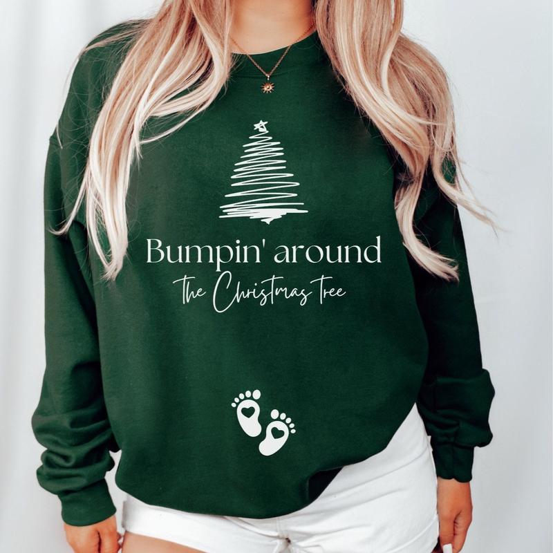 Bumpin around the Christmas tree Pregnancy Announcement sweatshirt