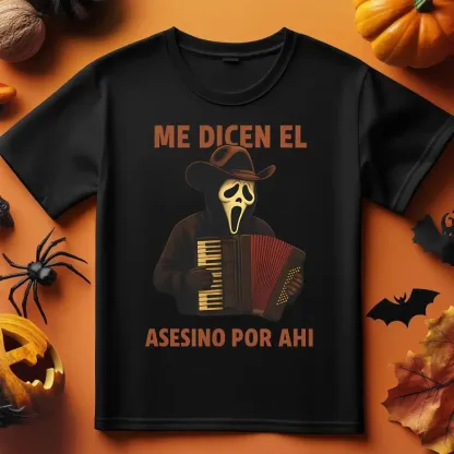 Vintage-Inspired Halloween T-Shirt-Me Dicen El Asesino Por Ahi Shirt