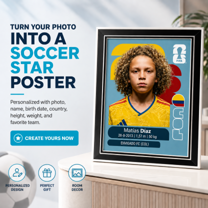 Personalized 2026 World Soccer Star Framed Poster