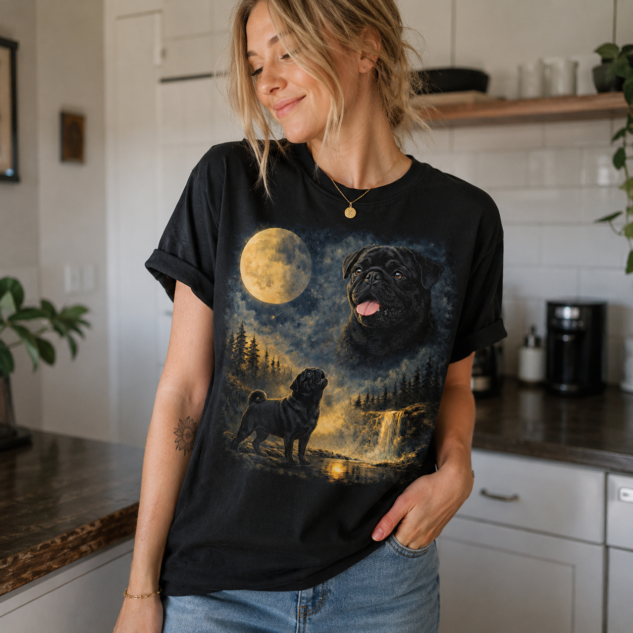 "Mystic Moonlight" Custom Pet Portrait Vintage Tee