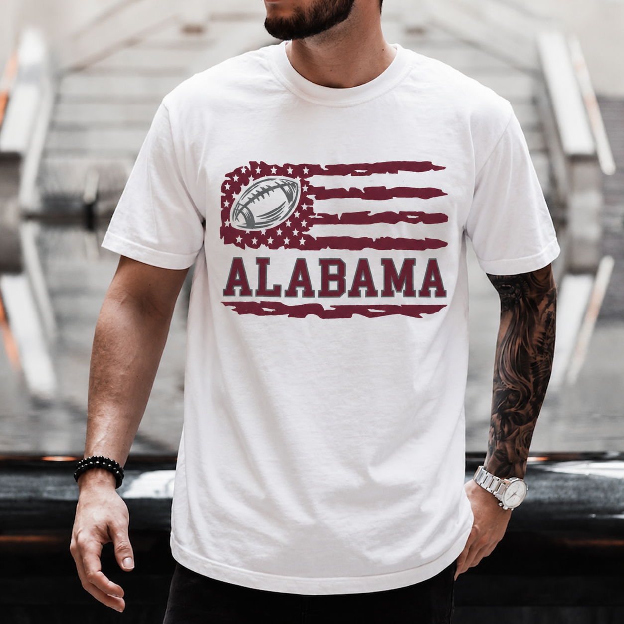 Vintage Game Day College Football Flag Tee