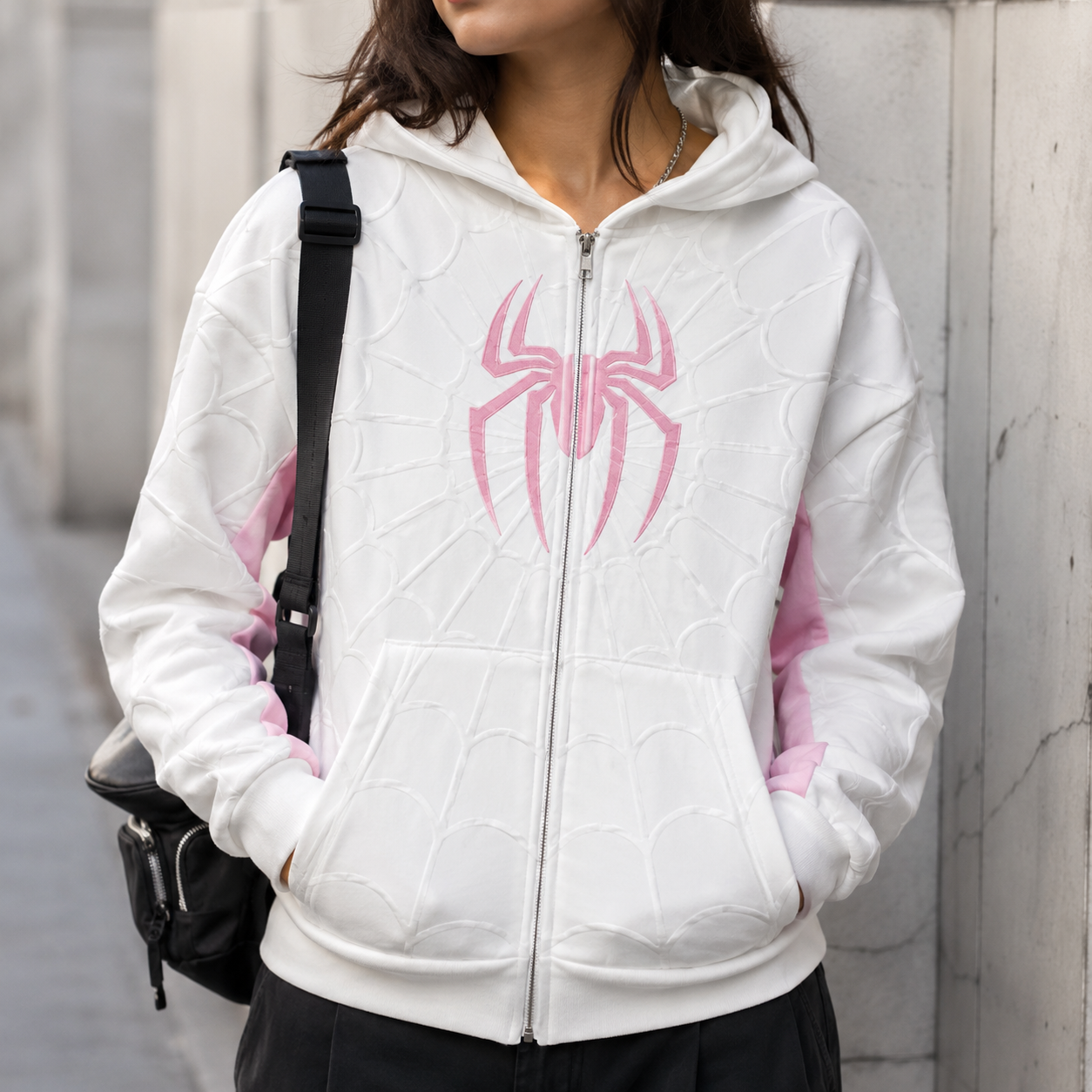 Cyber Web Full-Zip Streetwear Hoodie