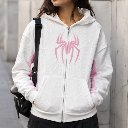 Cyber Web Full-Zip Streetwear Hoodie