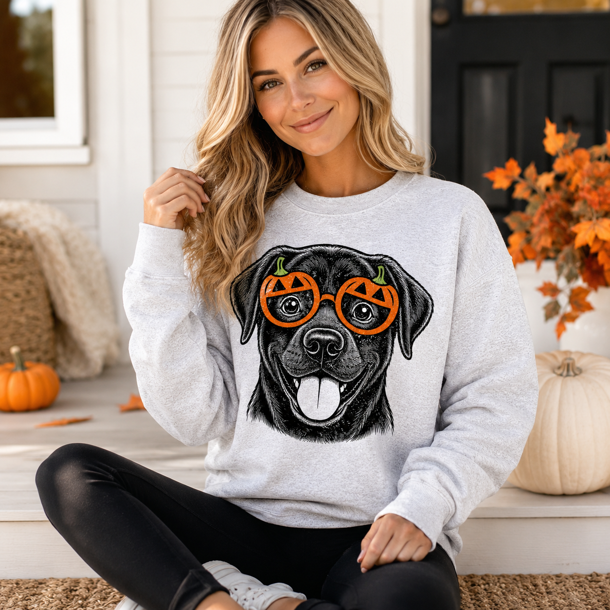 Custom Pet Breed Halloween Spooky Glasses Puppy Sweatshirt