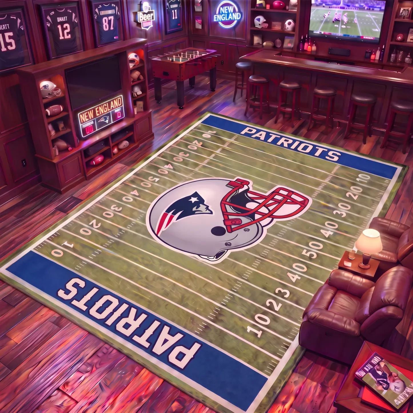 Football Team Field Rug Game Day Room Decor