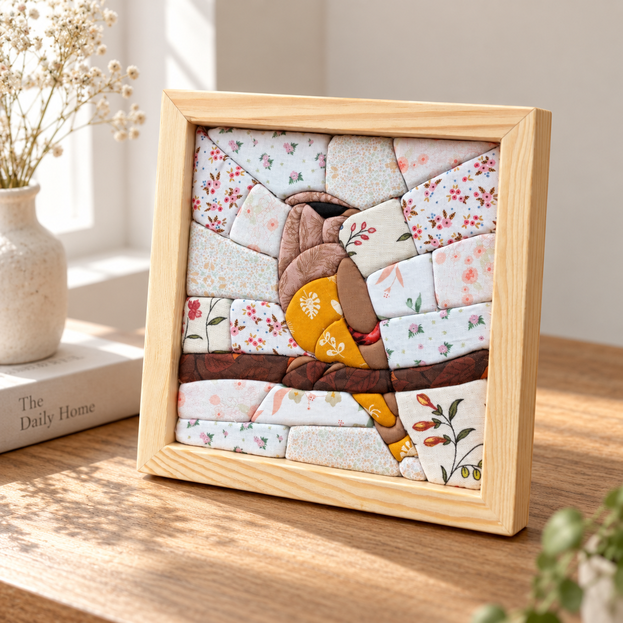 Cedar Waxwing 3D Fabric Mosaic Wall Art