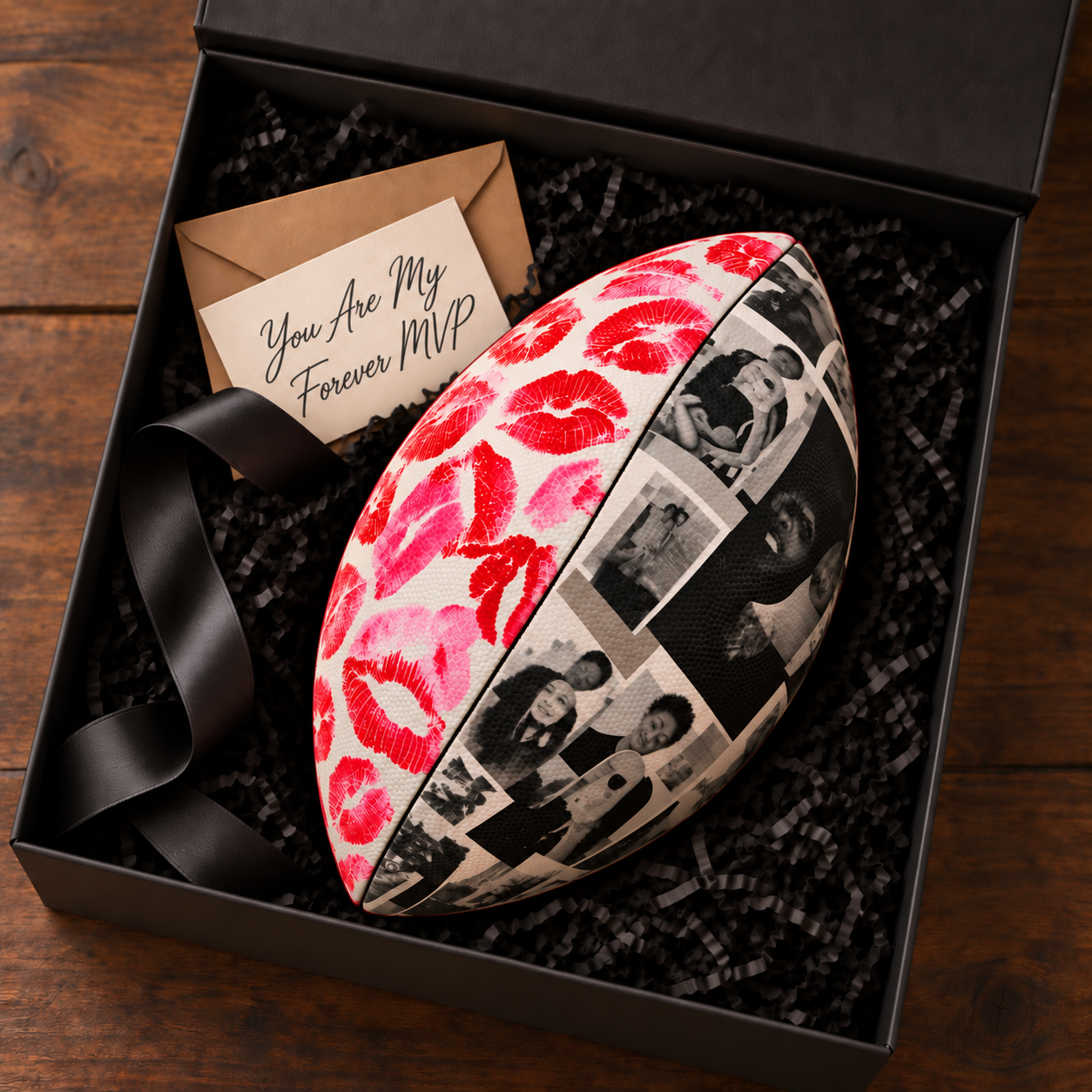Personalized Kiss Mark & Photo Collage Football