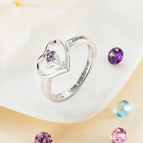Personalized Grandma's Garden Birthstone Flower Family Ring