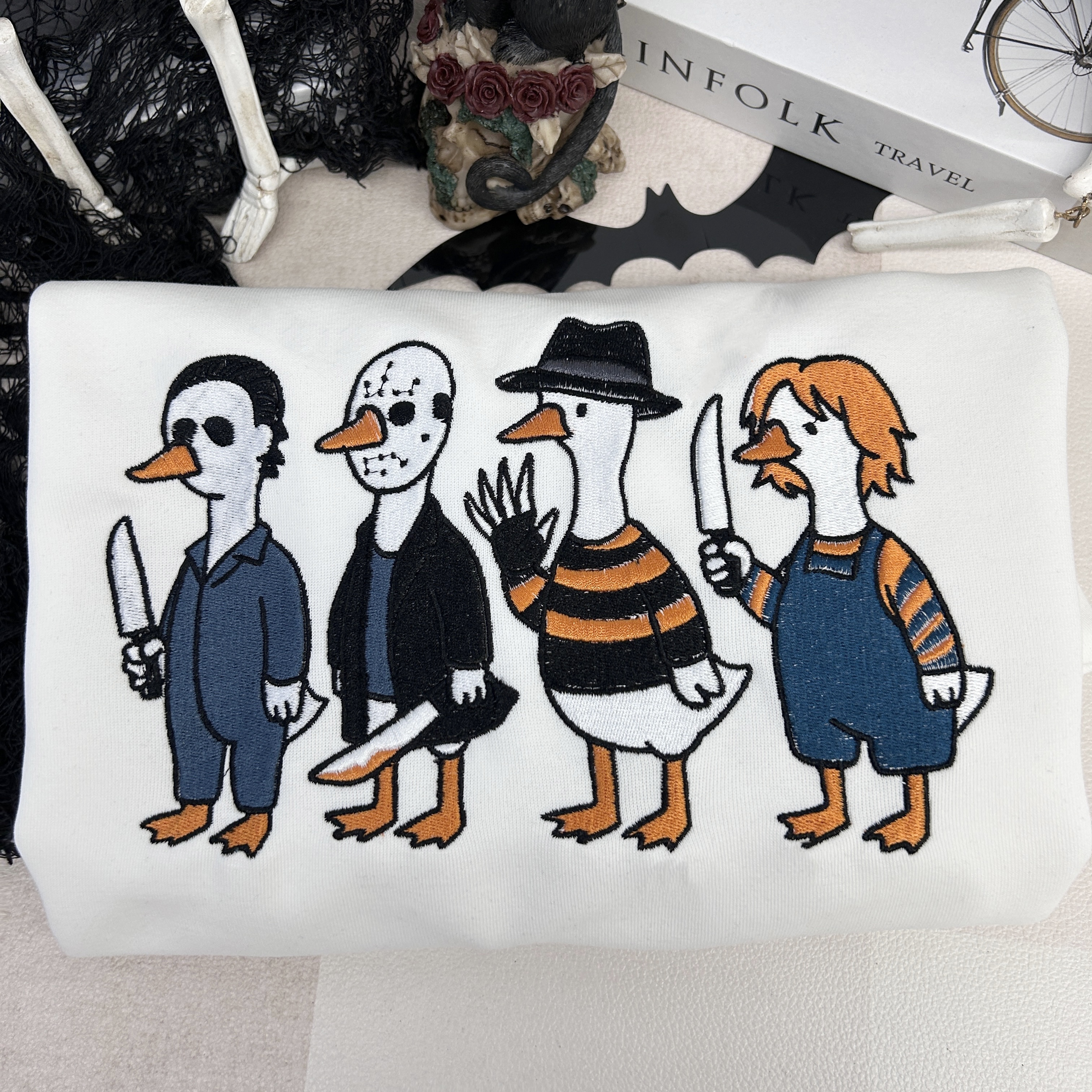 Horror Goose Halloween Embroidered Sweatshirt