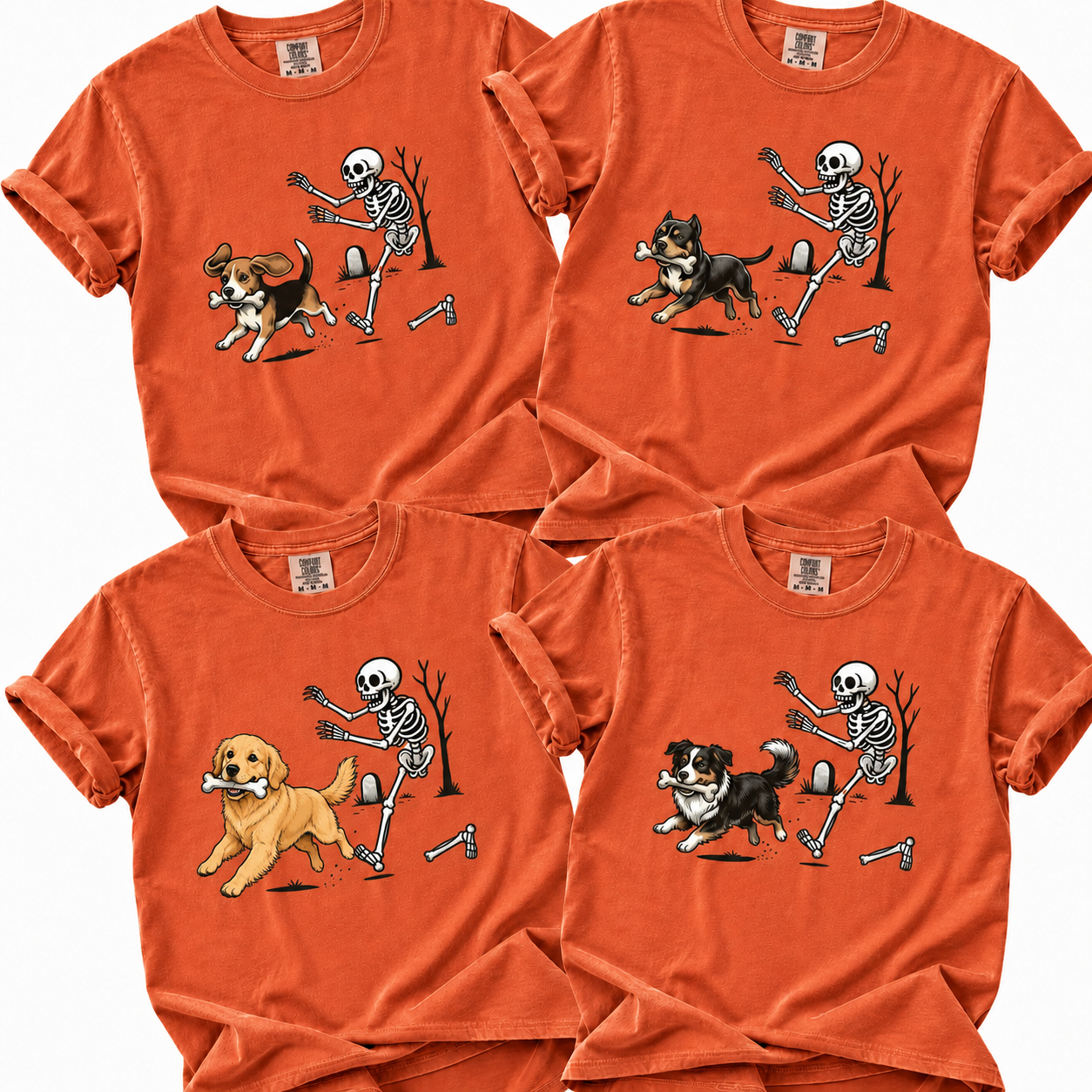 Personalized Dog Breed Spooky Pooch Skeleton Halloween Tee