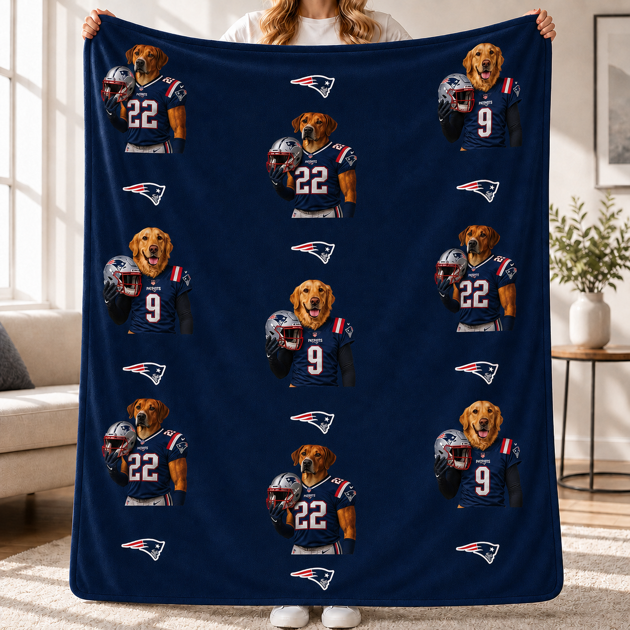 Custom Football Pet Blanket with Team Logo
