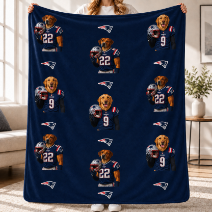 Custom Football Pet Blanket with Team Logo