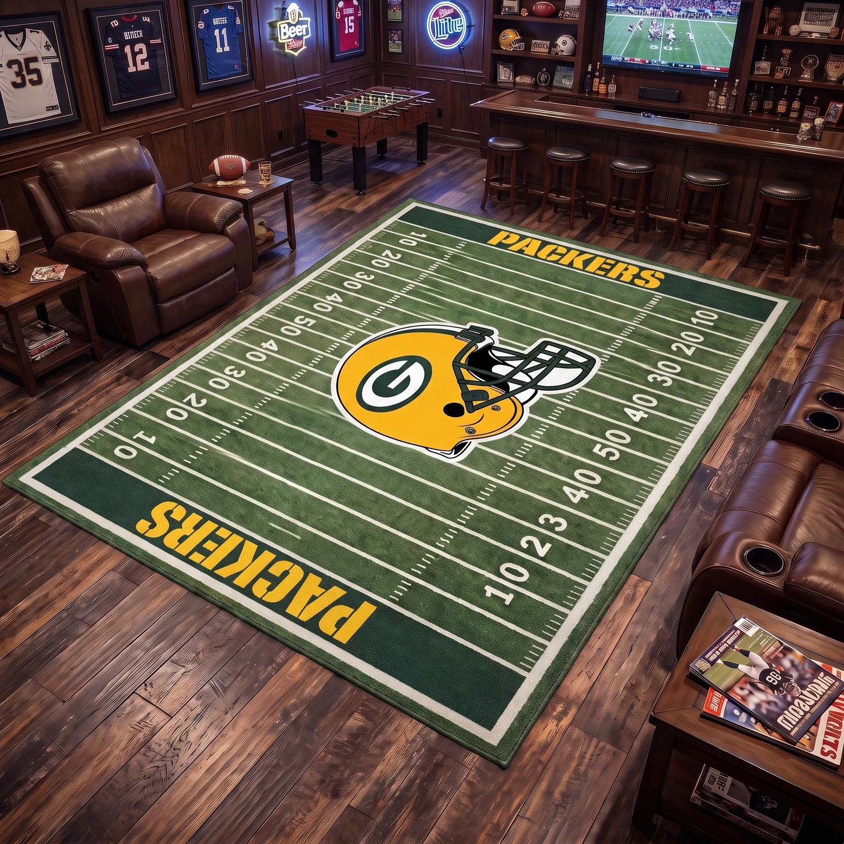 Football Team Field Rug Game Day Room Decor