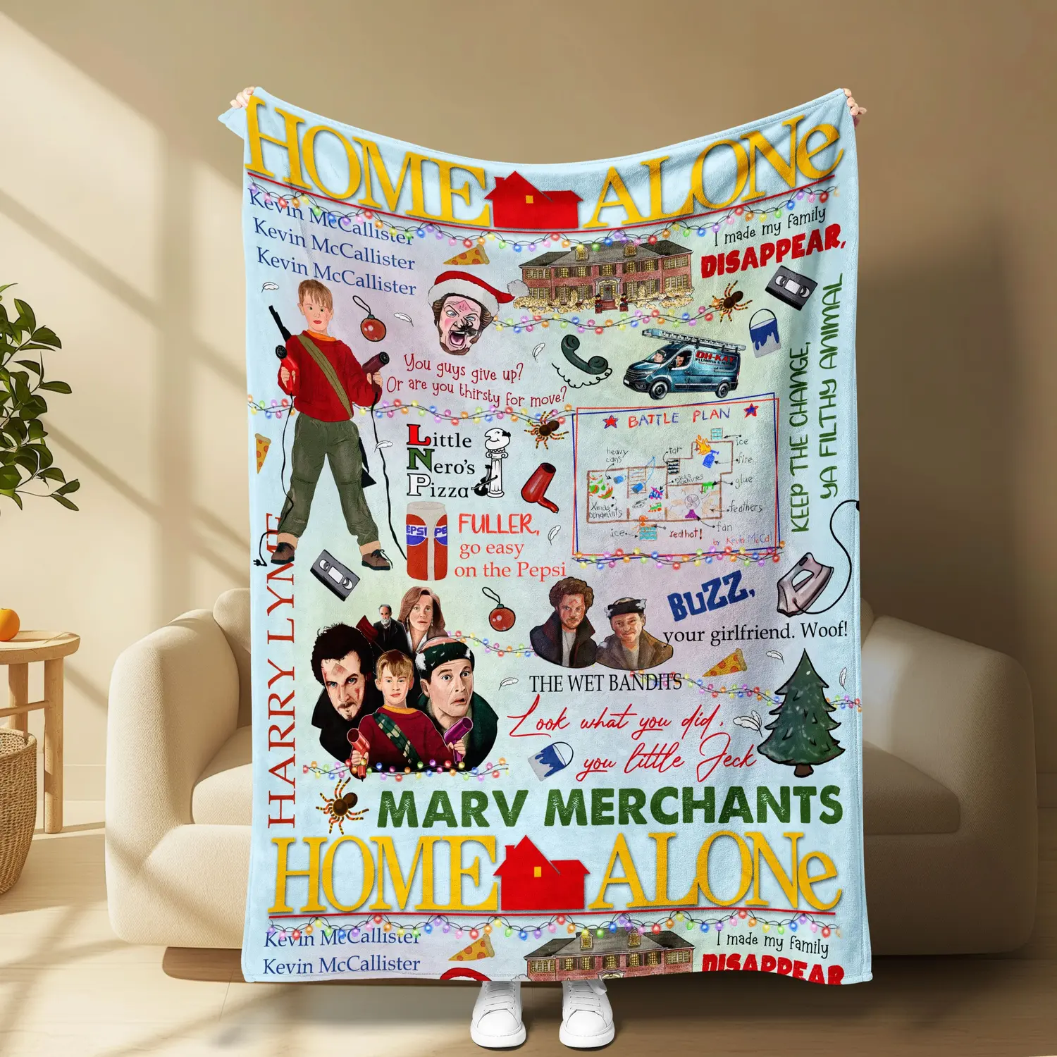 Home Alone themed Christmas Blanket 