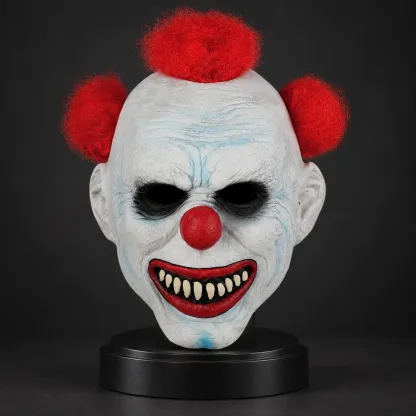 Red Pom-Pom Evil Clown Silicone Mask