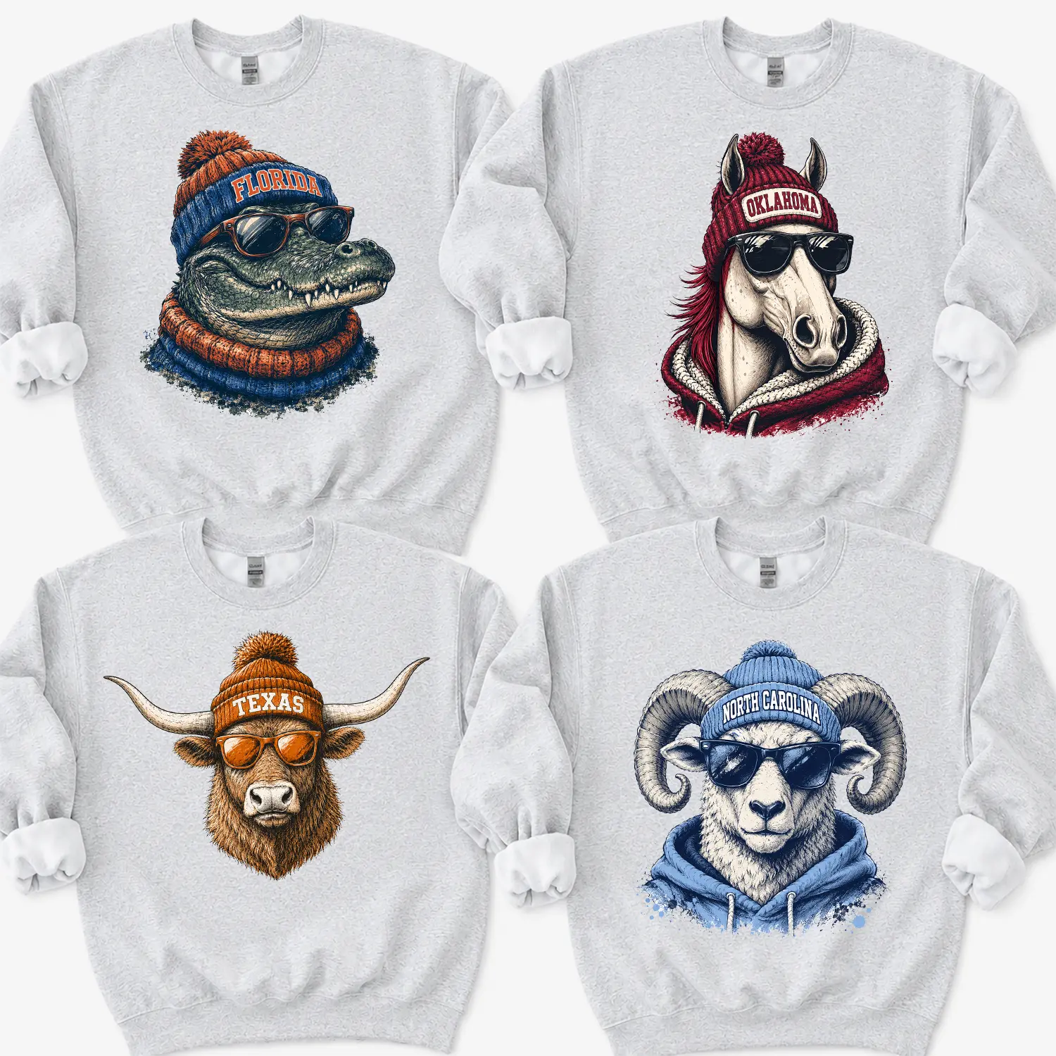 Vintage College Football Spirit Animal Graphic Sweatshirt