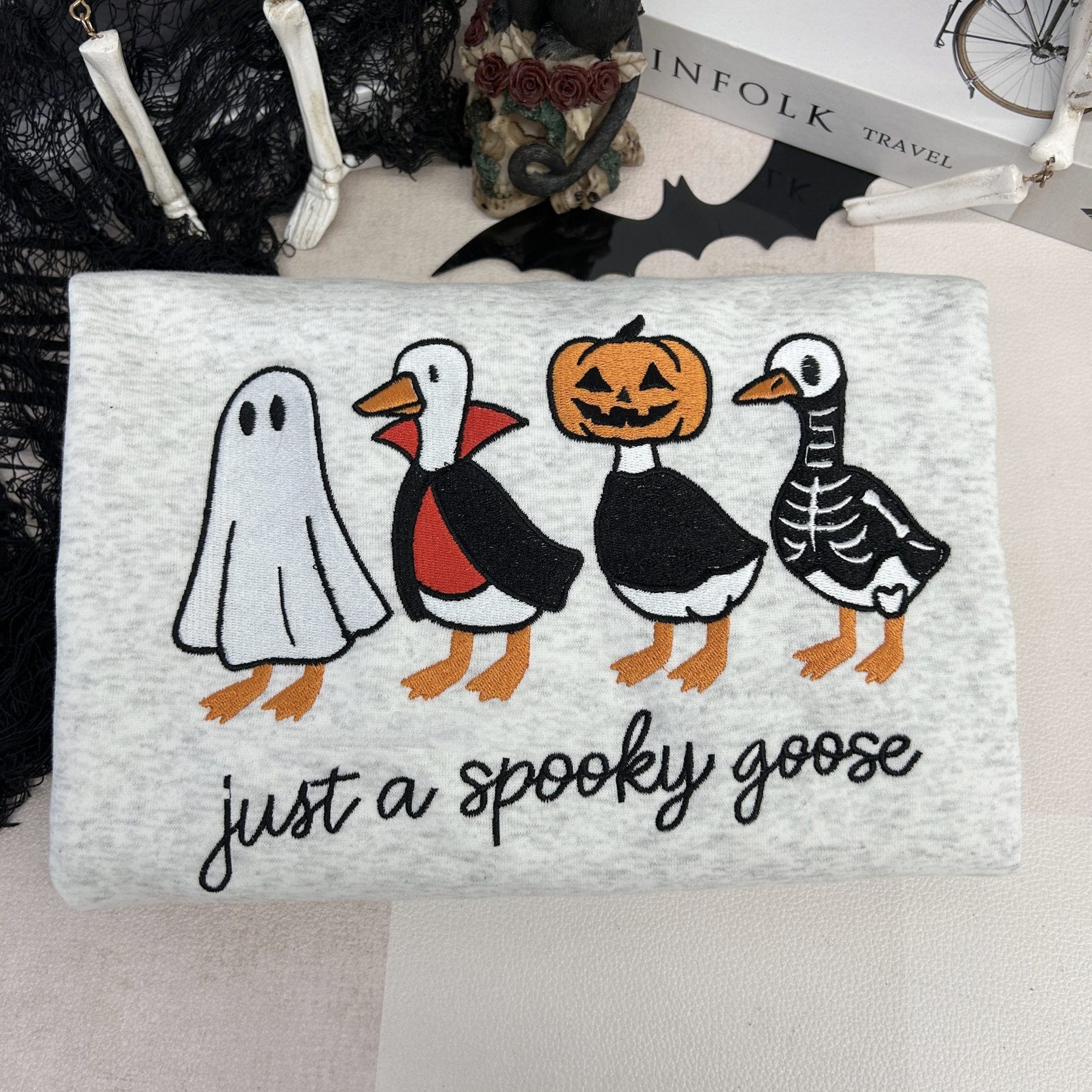 Spooky Goose Embroidered Sweatshirt