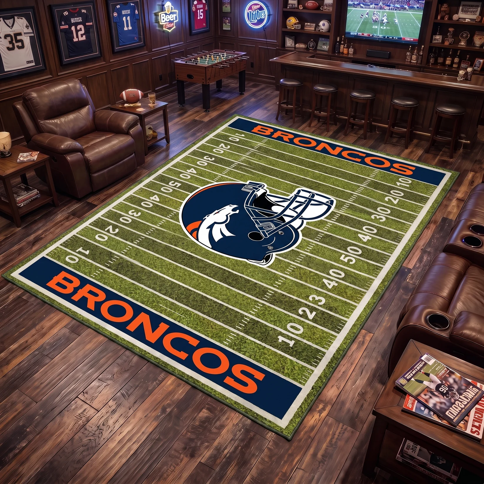 Football Team Field Rug Game Day Room Decor