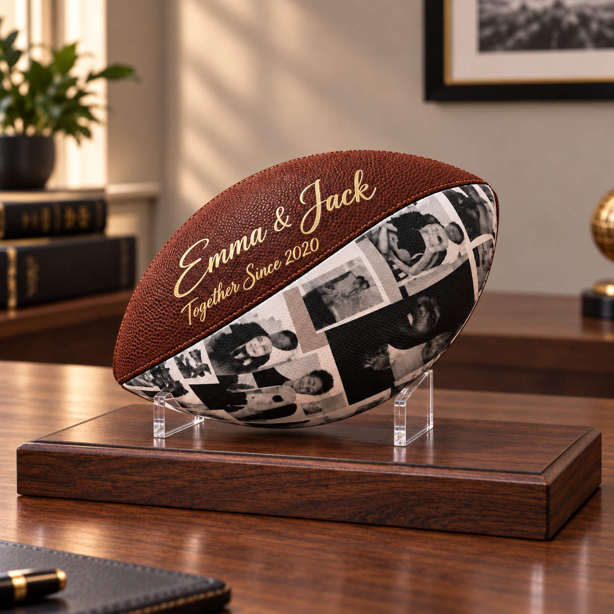 Personalized Kiss Mark & Photo Collage Football