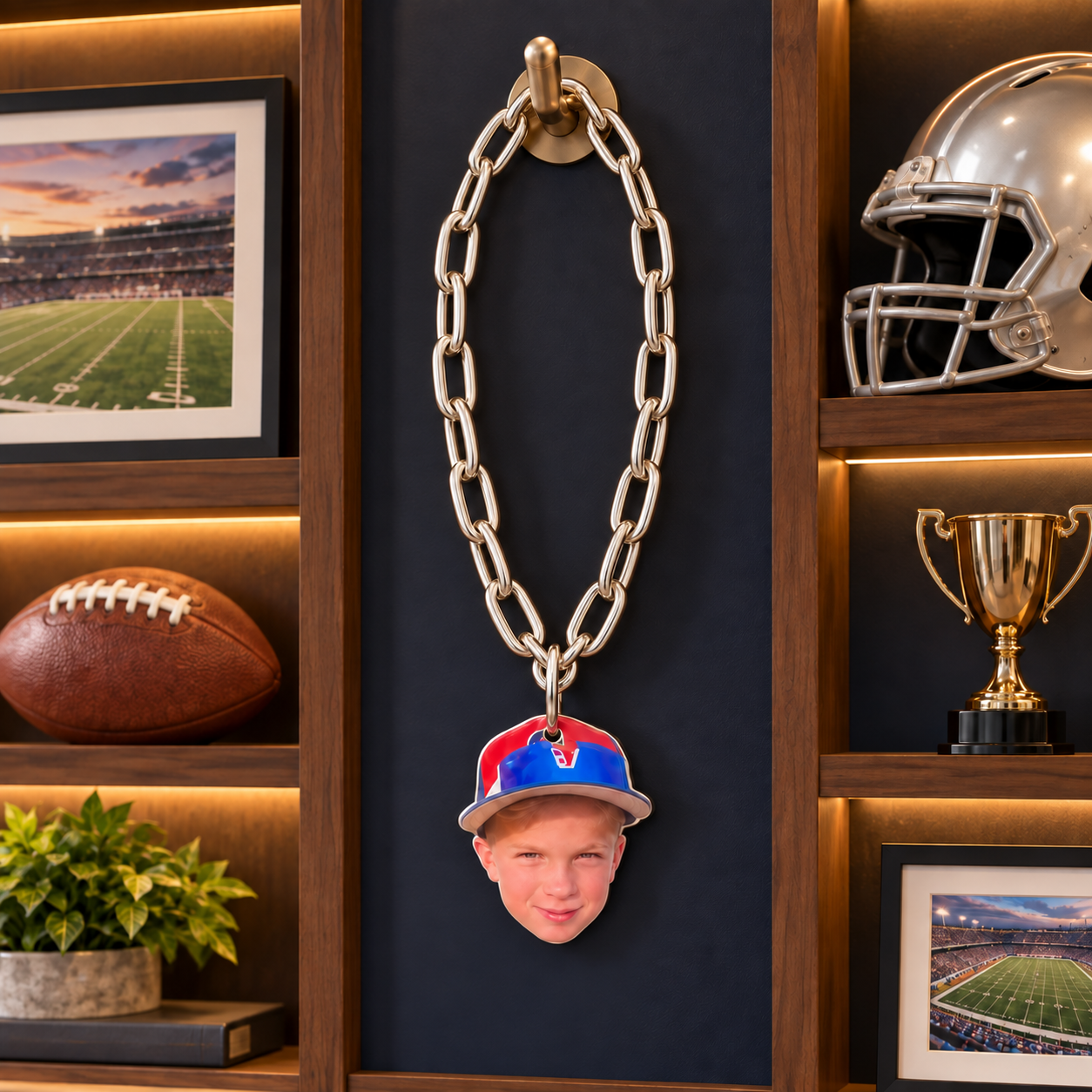 Custom Football Player Photo Pendant Necklace