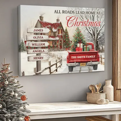 Custom Christmas Truck Family Canvas