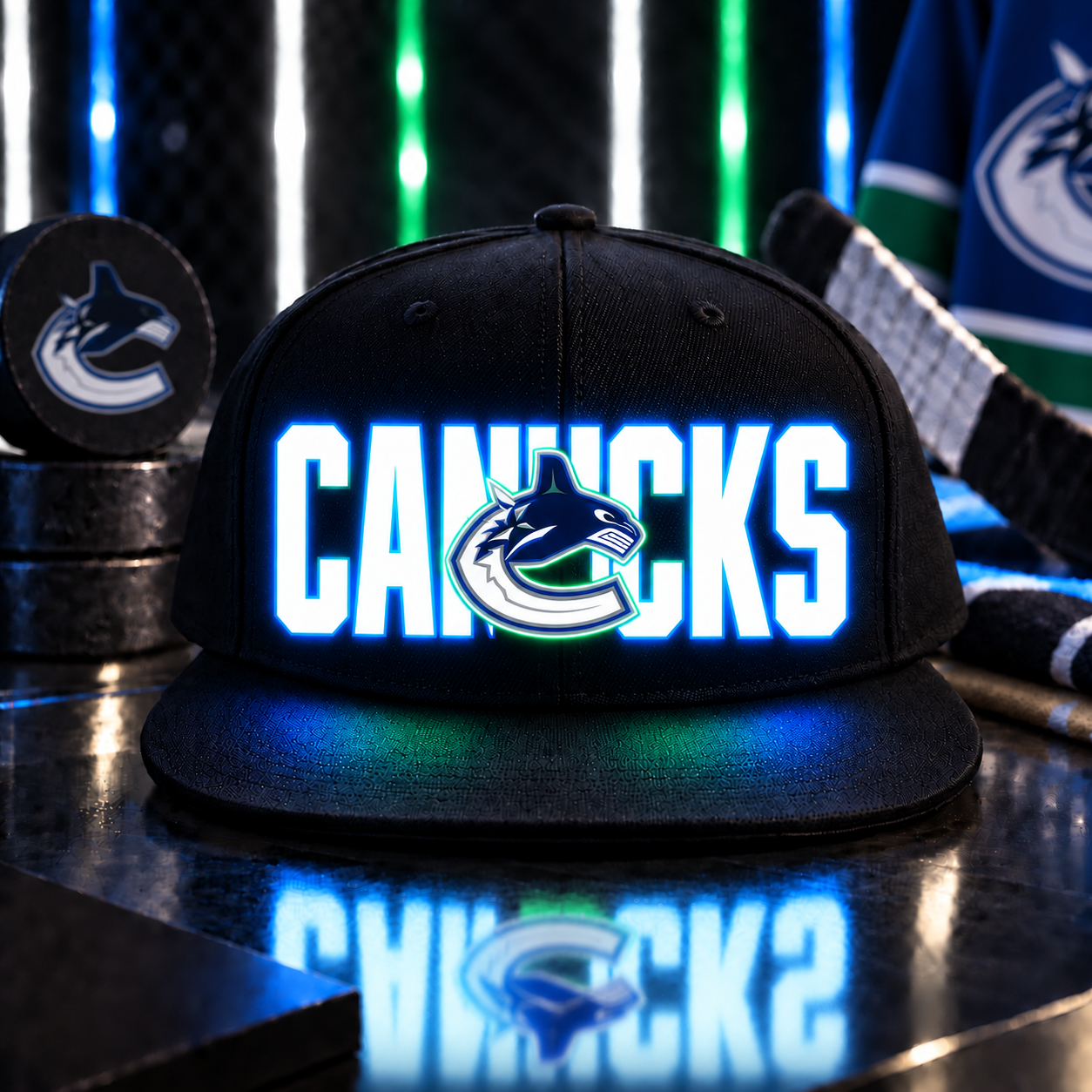 Hockey Team LED Light-Up Snapback Cap