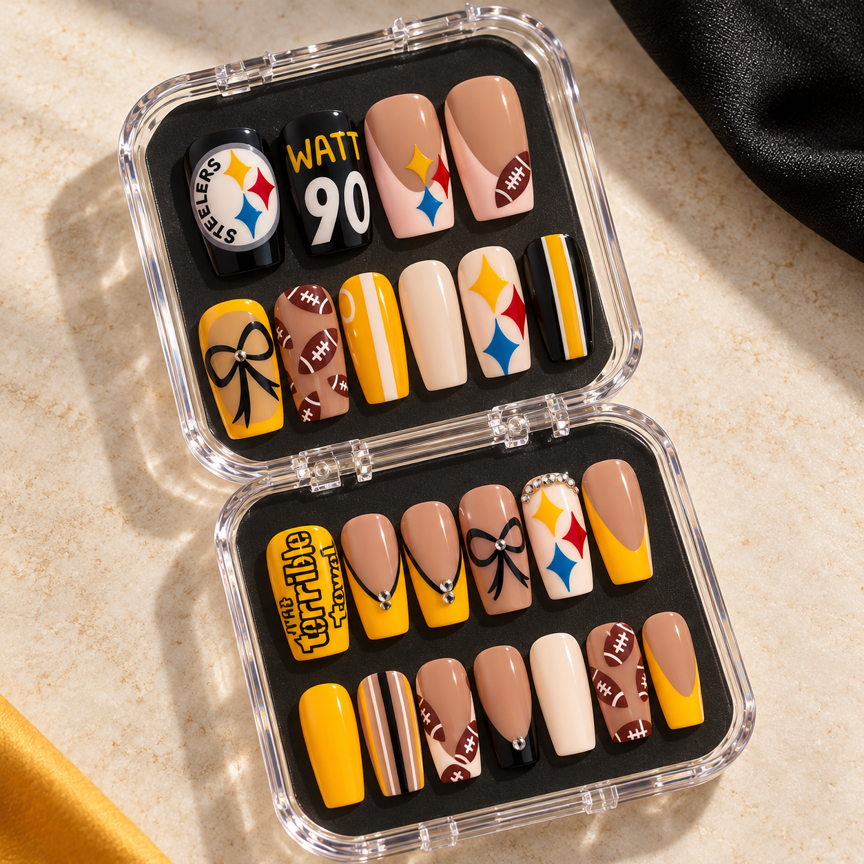 Pittsburgh Steelers - Football Fan 24-Piece Gameday Press-On Nails Set