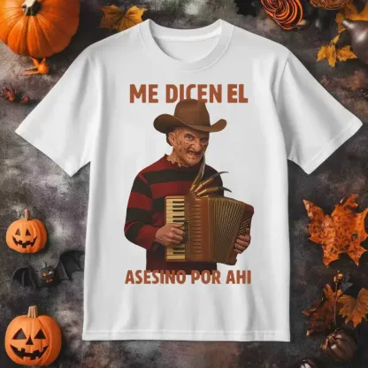 Vintage-Inspired Halloween T-Shirt-Me Dicen El Asesino Por Ahi Shirt
