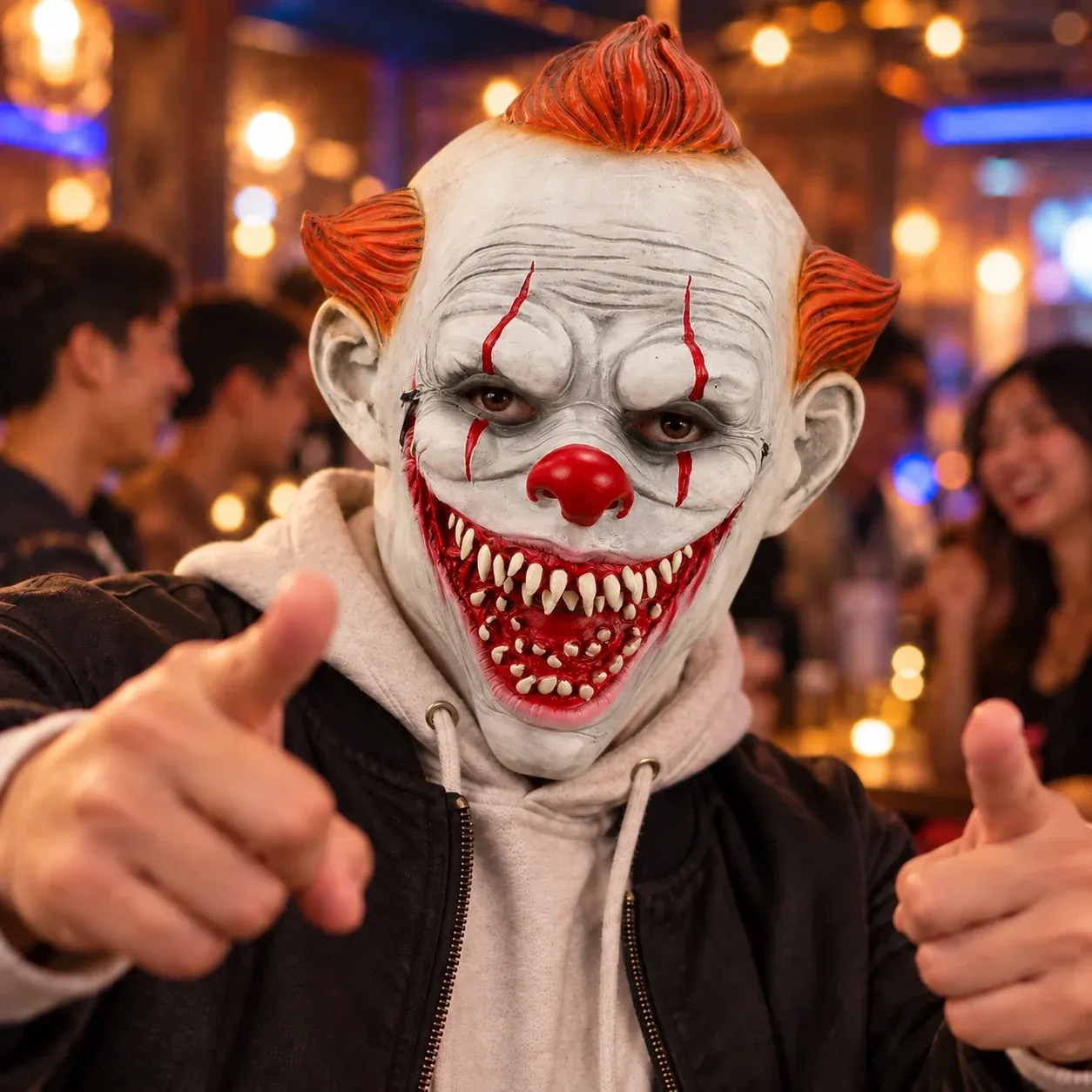 White-Faced Red-Haired Clown Silicone Mask