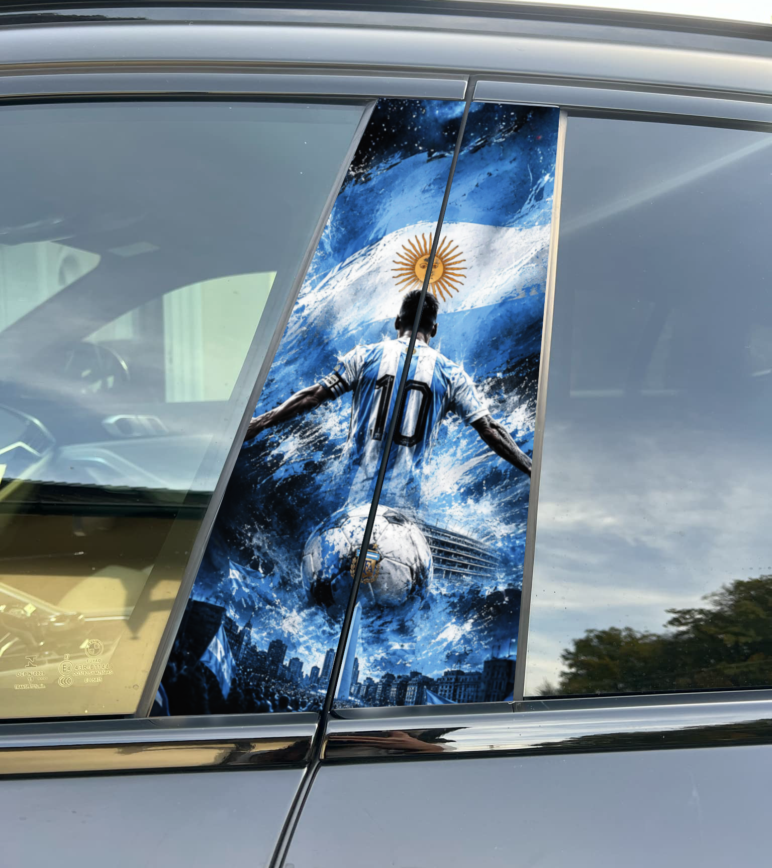 Argentina World Cup Messi Car Pillar Wrap, Universal Fit
