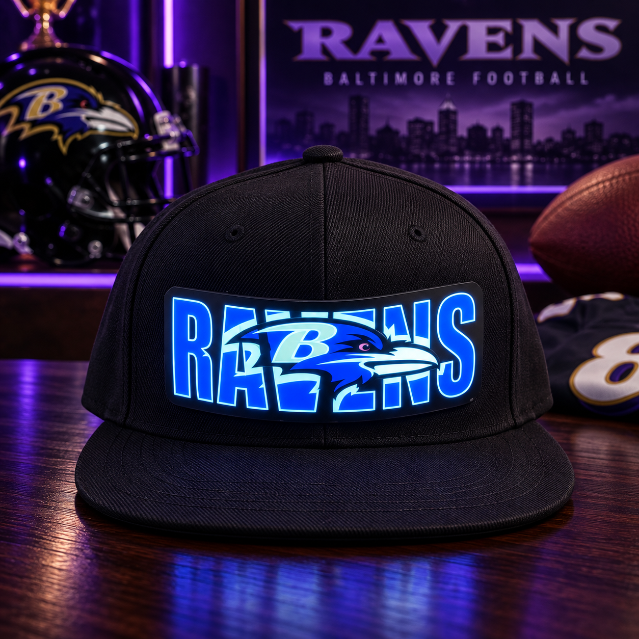 Football Fan LED Light-Up Snapback Cap