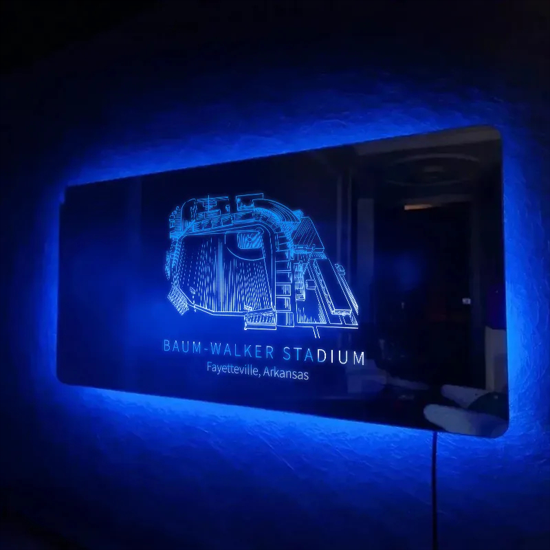 Baum-Walker Stadium Mirror Light-Gifts For Sports Lovers、Arkansas Razorbacks、NCAA、Arkansas
