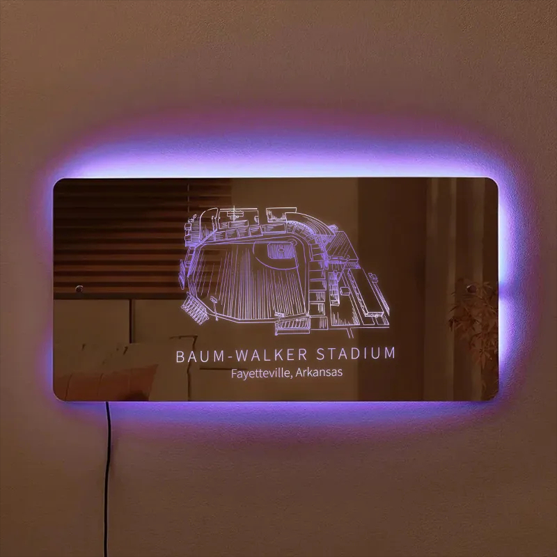 Baum-Walker Stadium Mirror Light-Gifts For Sports Lovers、Arkansas Razorbacks、NCAA、Arkansas
