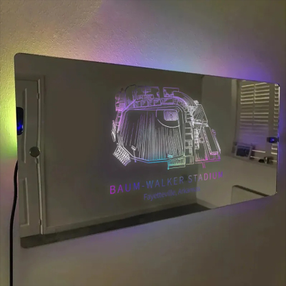 Baum-Walker Stadium Mirror Light-Gifts For Sports Lovers、Arkansas Razorbacks、NCAA、Arkansas