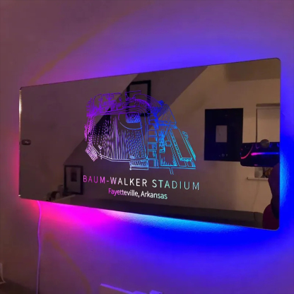 Baum-Walker Stadium Mirror Light-Gifts For Sports Lovers、Arkansas Razorbacks、NCAA、Arkansas