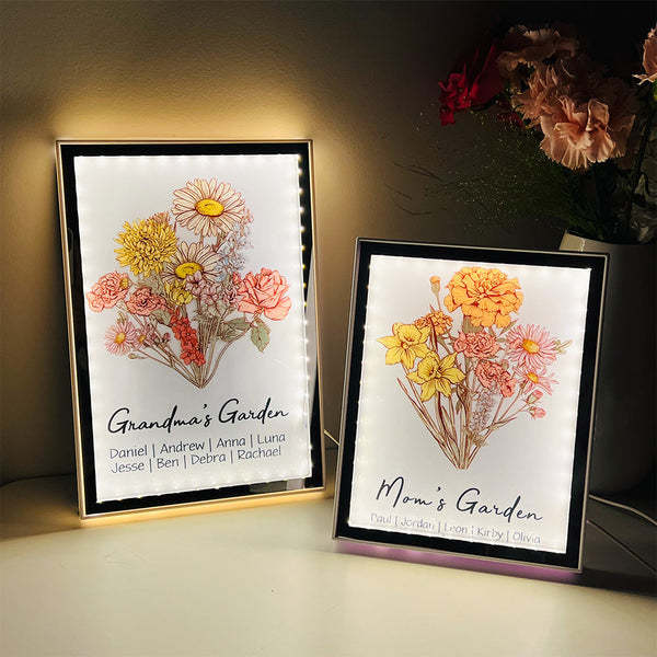 Custom Birth Flower Bouquet - Personalized Mirror Light Box🌺